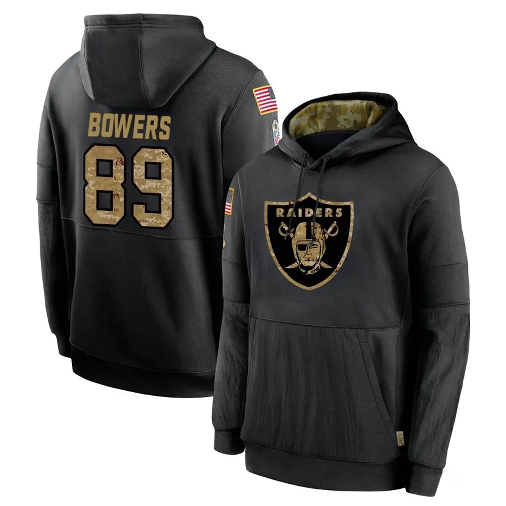 Rebec LV.Raiders #89 Brock Bowers Player Black Salute to Service Hoodies Limited Game Stitched Jerseys