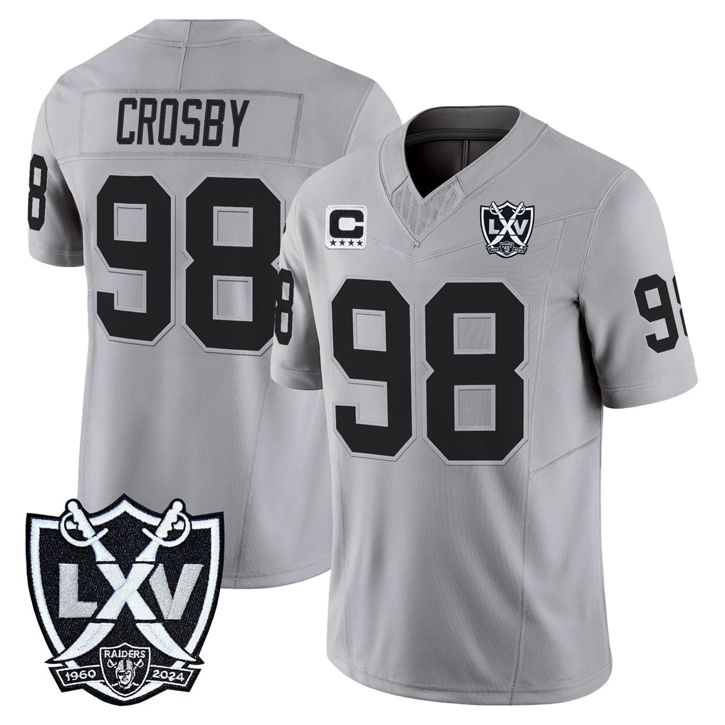 Rebec LV.Raiders #98 Maxx Crosby Player Gray 2026 Vapor Limited Home Game Stitched Jerseys