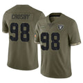 Rebec LV.Raiders #98 Maxx Crosby Player Olive Salute To Service Limited Stitched Jerseys