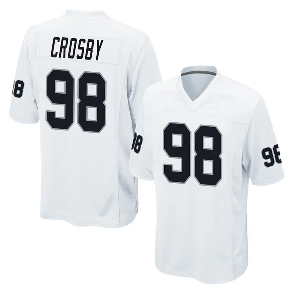 Rebec LV.Raiders #98 Maxx Crosby Player White Home Game Stitched Jerseys