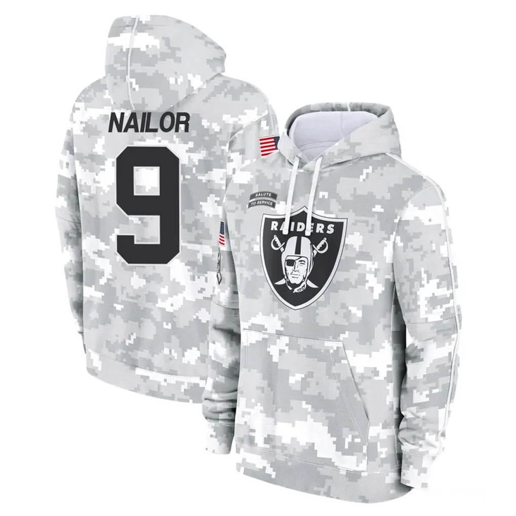 Rebec LV.Raiders #9 Jalen Nailor Player Arctic Camo Salute to Service Hoodies Limited Game Stitched Jerseys