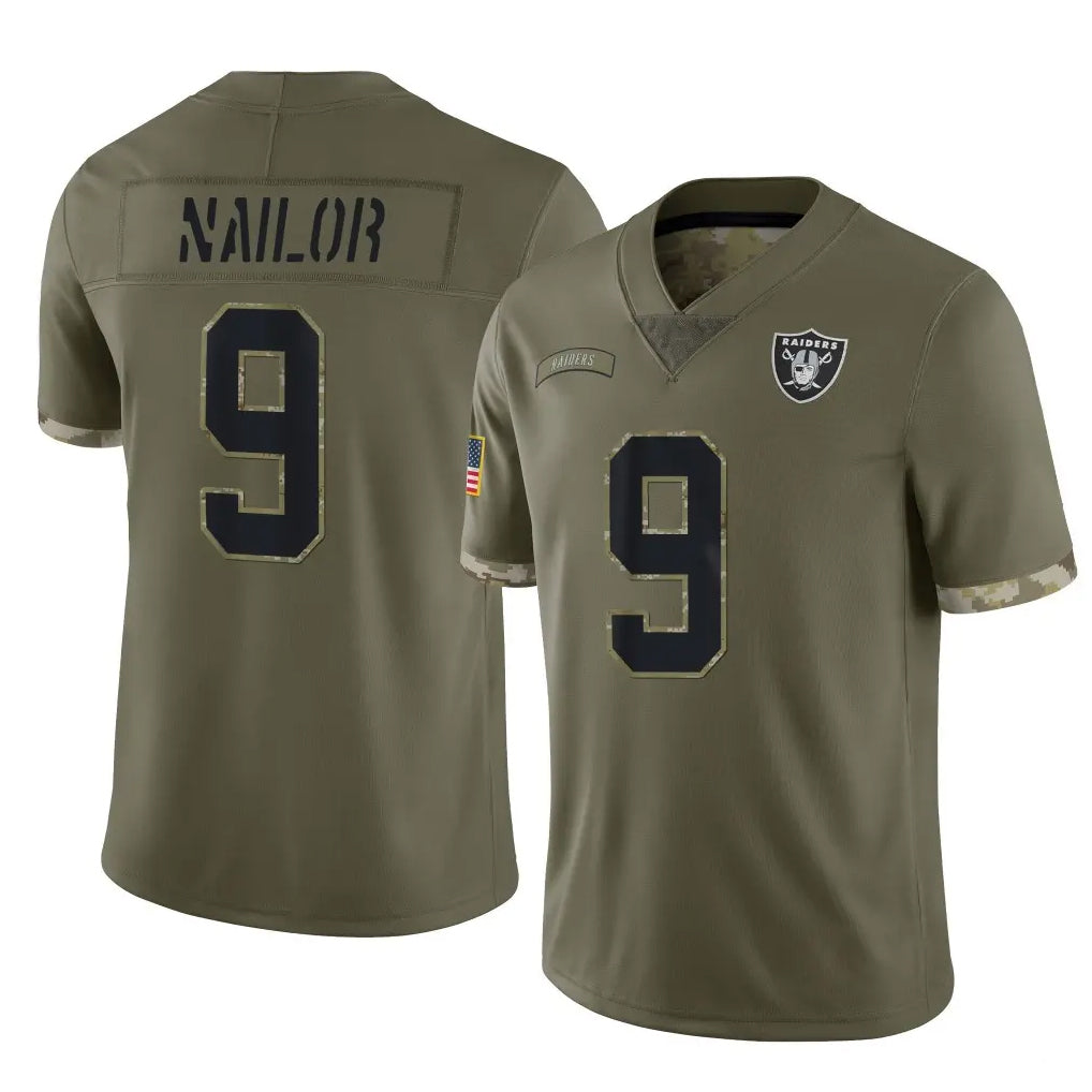 Rebec LV.Raiders #9 Jalen Nailor Player Olive Salute To Service Limited Stitched Jerseys