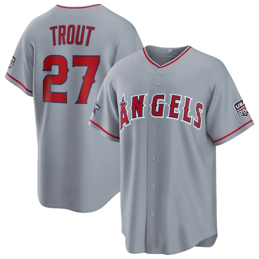LA.Angels #27 Mike Trout 2026 All-Star Game Gray Rebec Replica Baseball Stitched Jerseys