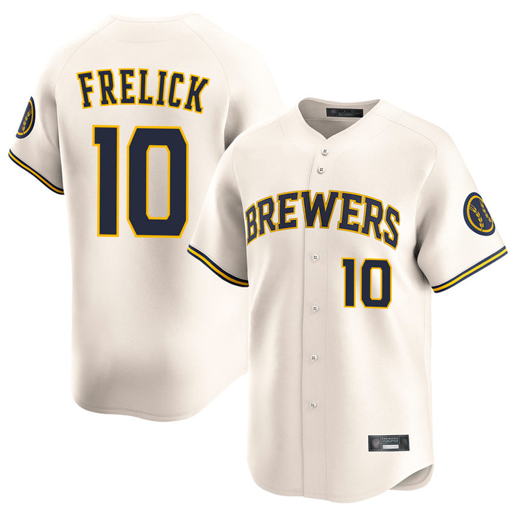 Rebec M.Brewers #10 Sal Frelick Player Cream Home Limited Game Stitched Jerseys