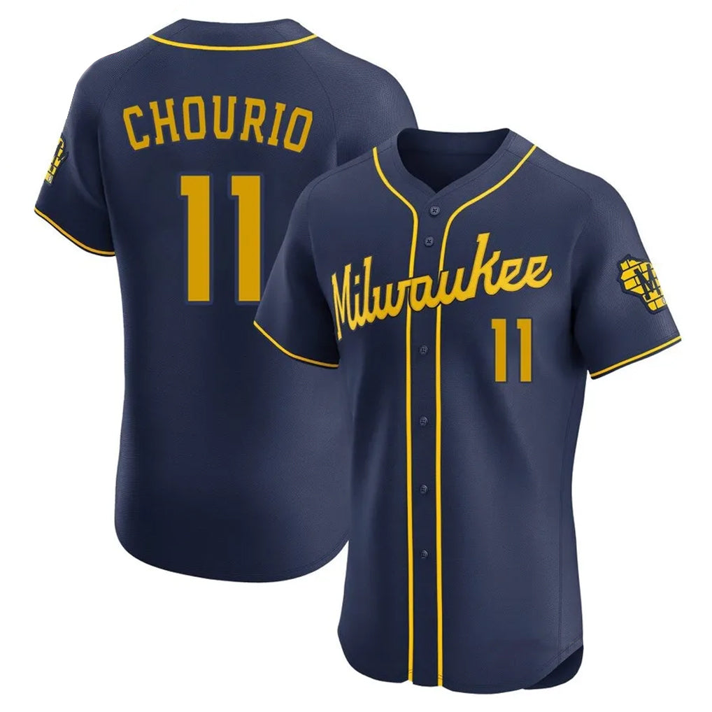 Rebec M.Brewers #11 Jackson Chourio Player Navy Home Limited Elite Stitched Jerseys