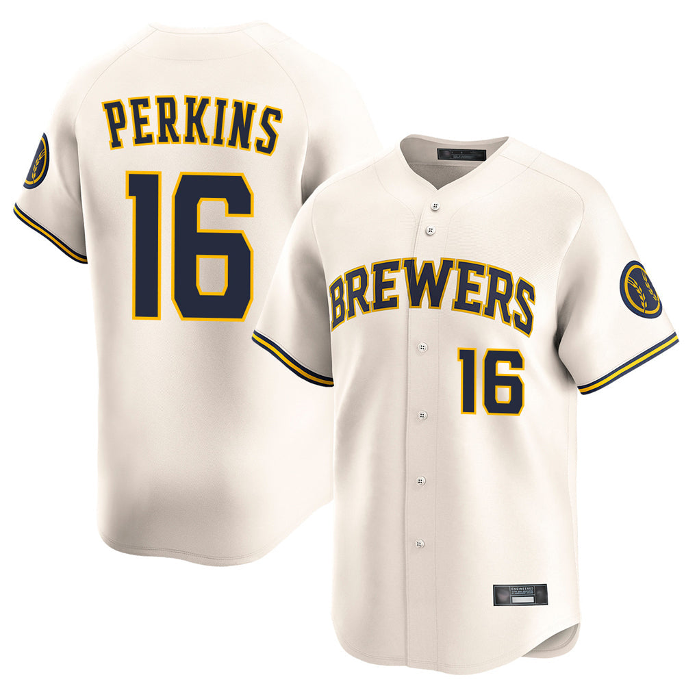 Rebec M.Brewers #16 Blake Perkins Player Cream Home Limited Game Stitched Jerseys