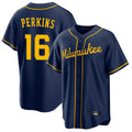 Rebec M.Brewers #16 Blake Perkins Player Navy Home Game Stitched Jerseys