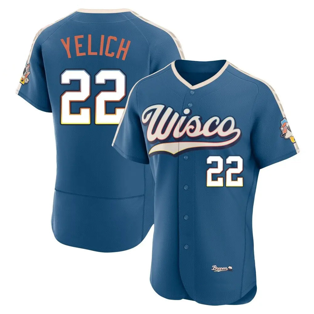 Rebec M.Brewers #22 Christian Yelich Player Blue 2026 City Connect Home Limited Elite Stitched Jerseys