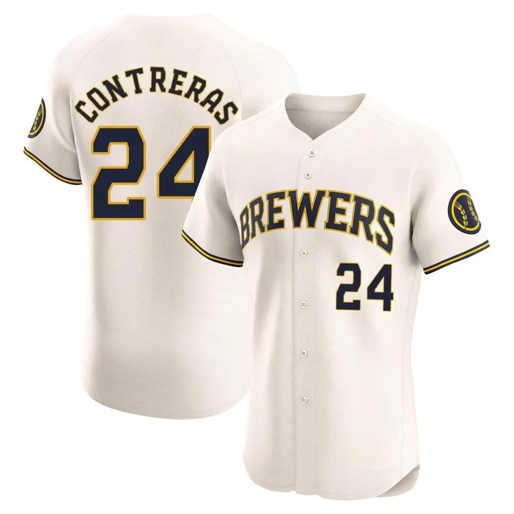 Rebec M.Brewers #24 William Contreras Player Cream Home Limited Elite Stitched Jerseys