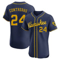Rebec M.Brewers #24 William Contreras Player Navy Home Limited Elite Stitched Jerseys