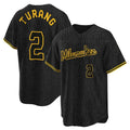 Rebec M.Brewers #2 Brice Turang Player Black Snake Skin City Home Game Stitched Jerseys