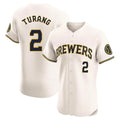 Rebec M.Brewers #2 Brice Turang Player Cream Home Limited Elite Stitched Jerseys