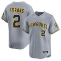 Rebec M.Brewers #2 Brice Turang Player Gray Home Limited Stitched Jerseys