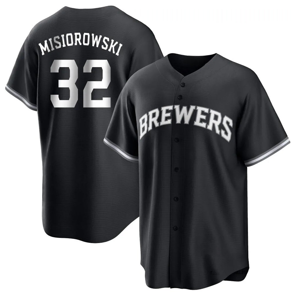 Rebec M.Brewers #32 Jacob Misiorowski Player Black Game Home Stitched Jerseys