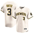 Rebec M.Brewers #3 Joey Ortiz Player Cream Home Limited Game Stitched Jerseys