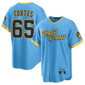 Rebec M.Brewers #65 Nestor Cortes Player Light Blue City Connect Home Game Stitched Jerseys