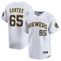 Rebec M.Brewers #65 Nestor Cortes Player White Stripes Home Limited Game Stitched Jerseys