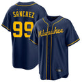Rebec M.Brewers #99 Gary Sanchez Player Navy Home Game Stitched Jerseys