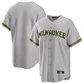 Rebec M.Brewers Blank Player Gray Home Game Stitched Jerseys