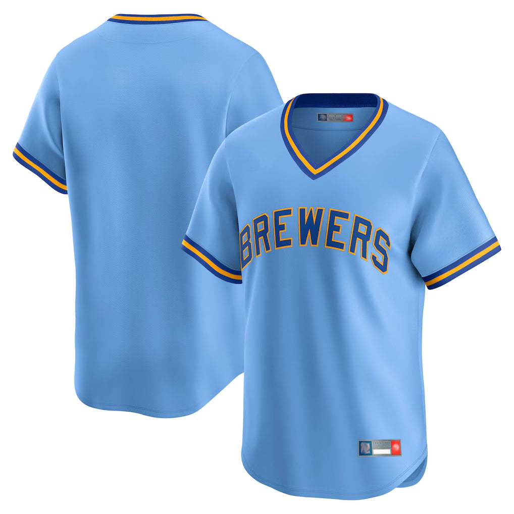 Rebec M.Brewers Blank Player Light Blue Cooperstown Collection T-shirt Stitched Jerseys