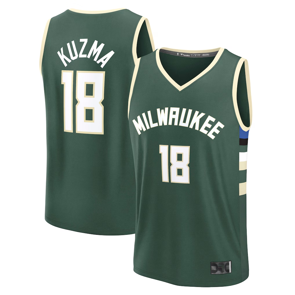 Rebec M.Bucks #18 Kyle Kuzma  Hunter Green Fast Break Replica Player Jerseys - Icon Edition