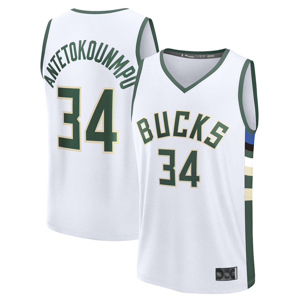 Rebec M.Bucks #34 Giannis Antetokounmpo  White Fast Break Replica Player Jerseys - Association Edition