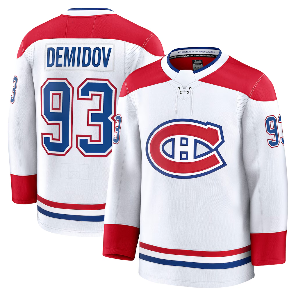 Rebec M.Canadiens #93 Ivan Demidov White Away Premium Jerseys