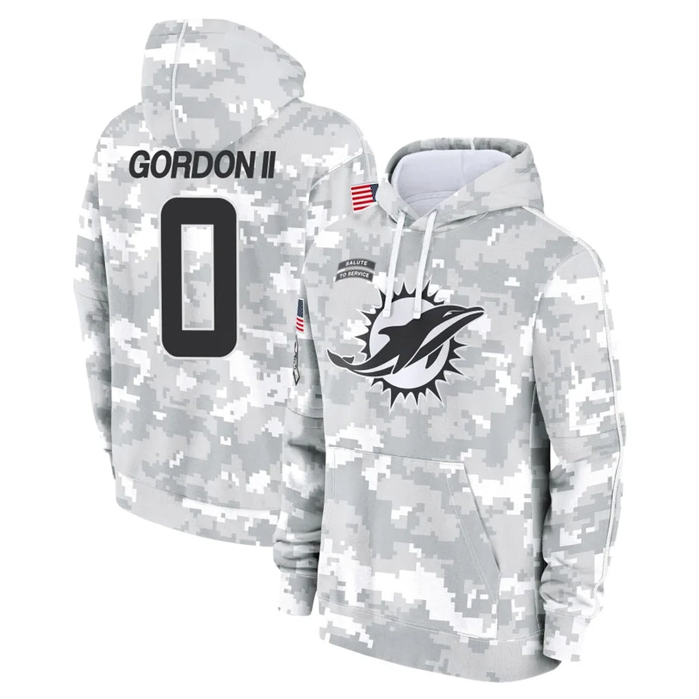 Rebec M.Dolphins #0 Ollie Gordon II Player Arctic Camo Salute to Service Hoodies Limited Game Stitched Jerseys