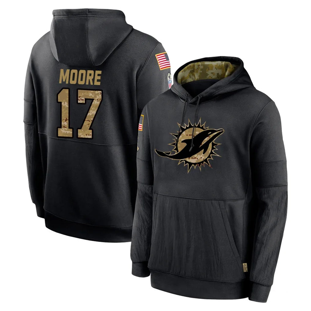 Rebec M.Dolphins #17 Trey Moore Player Black Salute to Service Hoodies Limited Game Stitched Jerseys