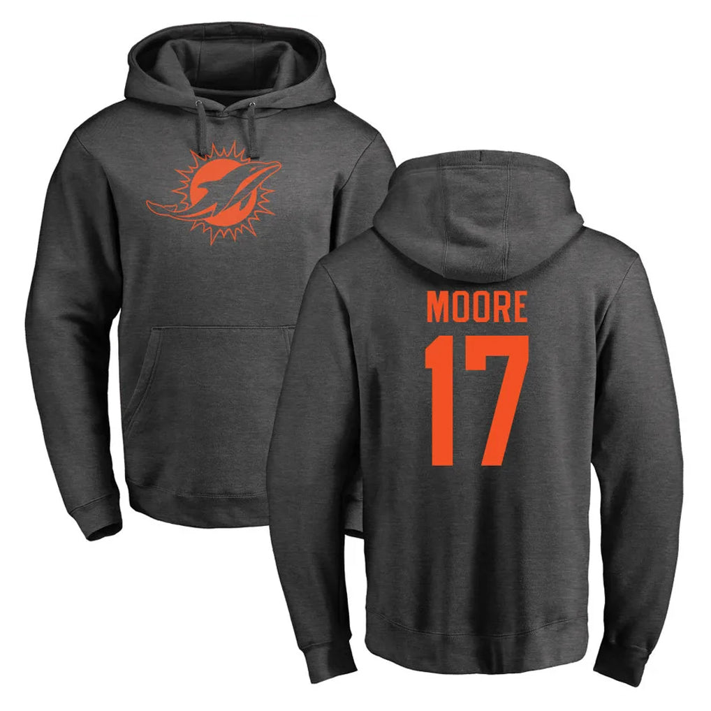Rebec M.Dolphins #17 Trey Moore Player Darkgray Pullover Hoodies Limited Stitched Jerseys