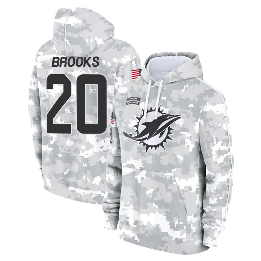 Rebec M.Dolphins #20 Jordyn Brooks Player Arctic Camo Salute to Service Hoodies Limited Game Stitched Jerseys