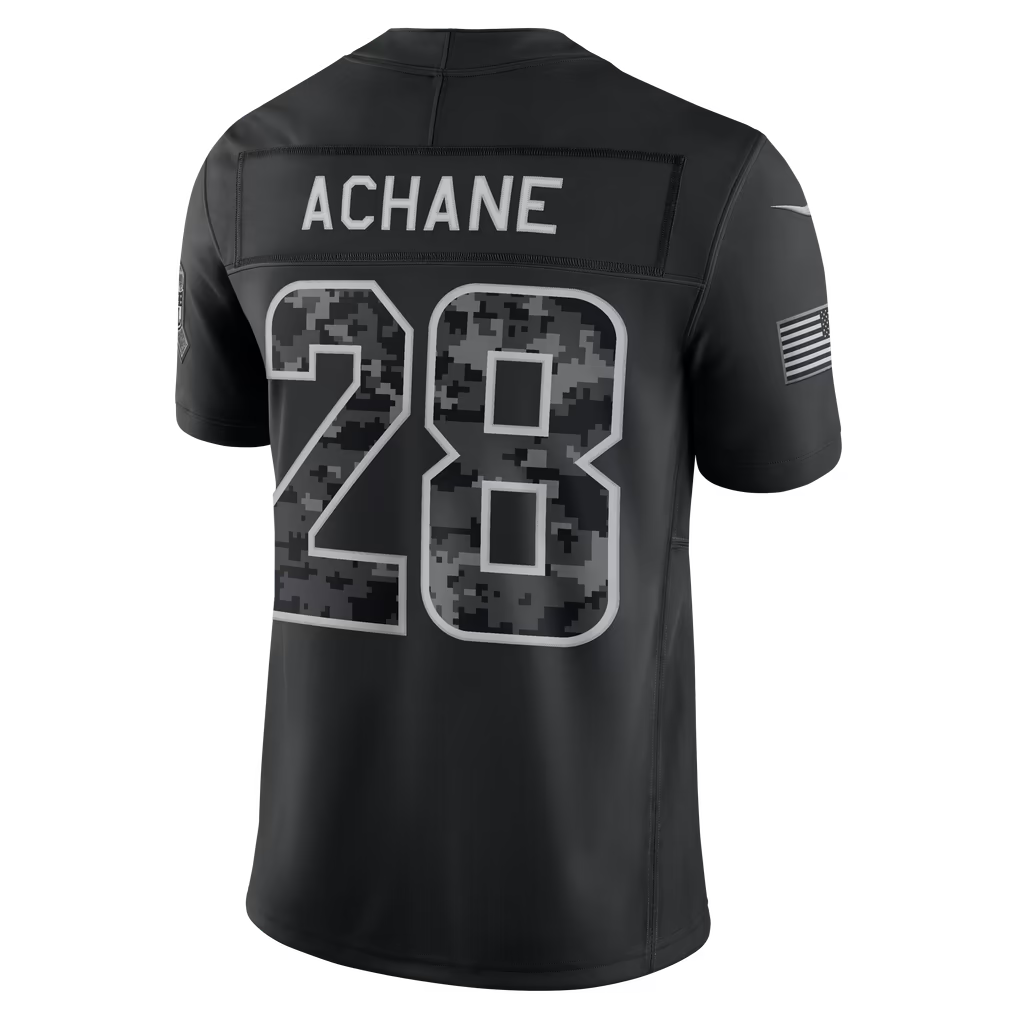 Rebec  M.Dolphins #28 De¡¯Von Achane Black 2026 Salute to Service Stitched Limited Jersey