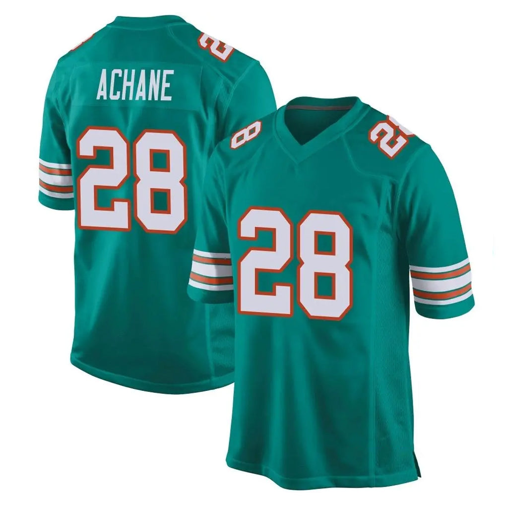 Rebec M.Dolphins #28 De'Von Achane Player Aqua Alternate Home Game Stitched Jerseys