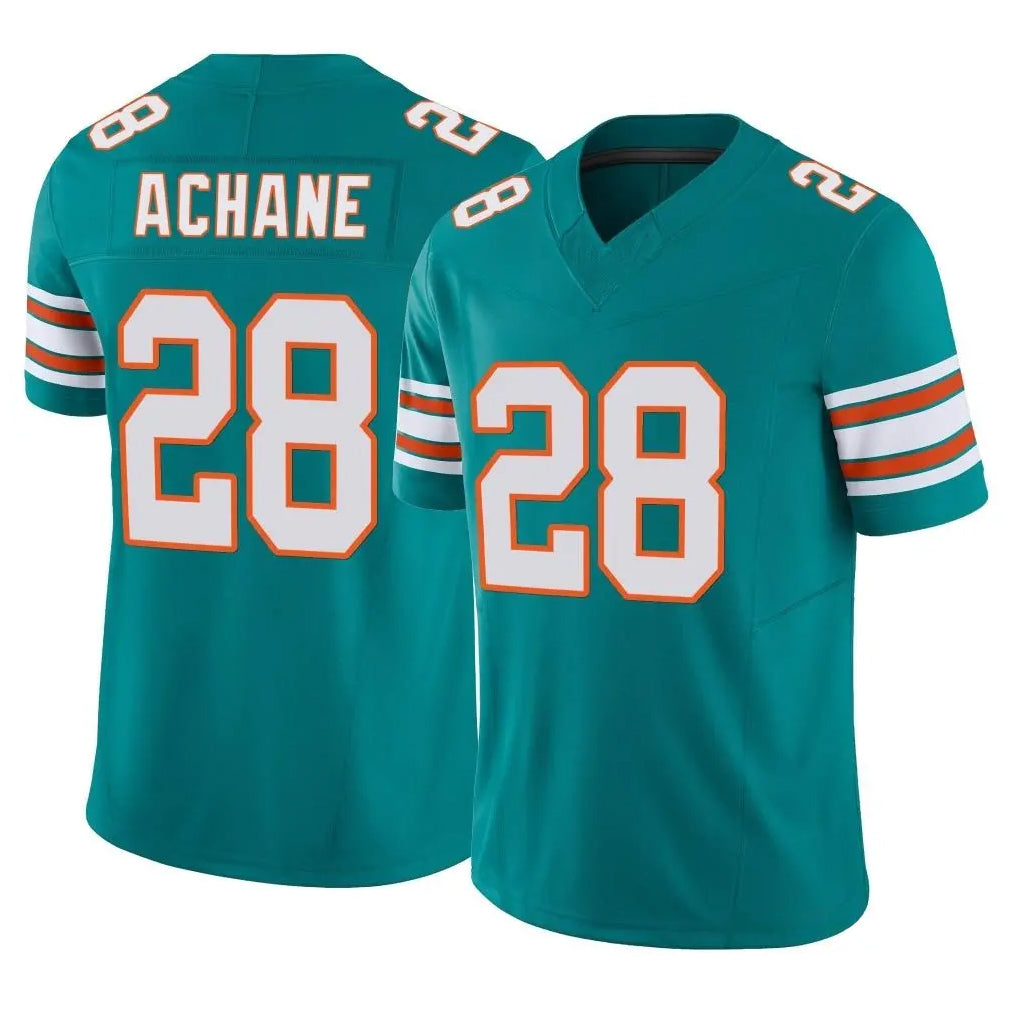 Rebec M.Dolphins #28 De'Von Achane Player Aqua Limited Alternate Vapor F.U.S.E. Home Game Stitched Jerseys