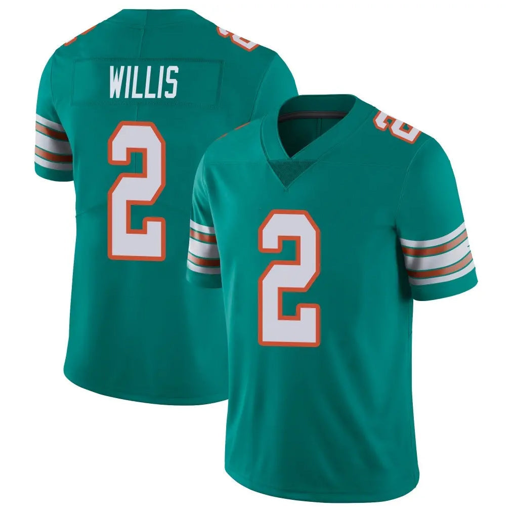 Rebec M.Dolphins #2 Malik Willis Player Aqua Limited Alternate Vapor Untouchable Home Game Stitched Jerseys