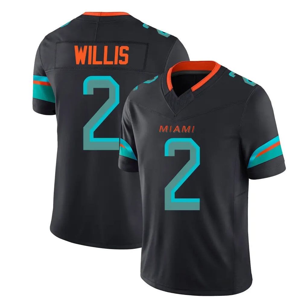 Rebec M.Dolphins #2 Malik Willis Player Black Limited Pitch Rivalries Collection Home Game Stitched Jerseys