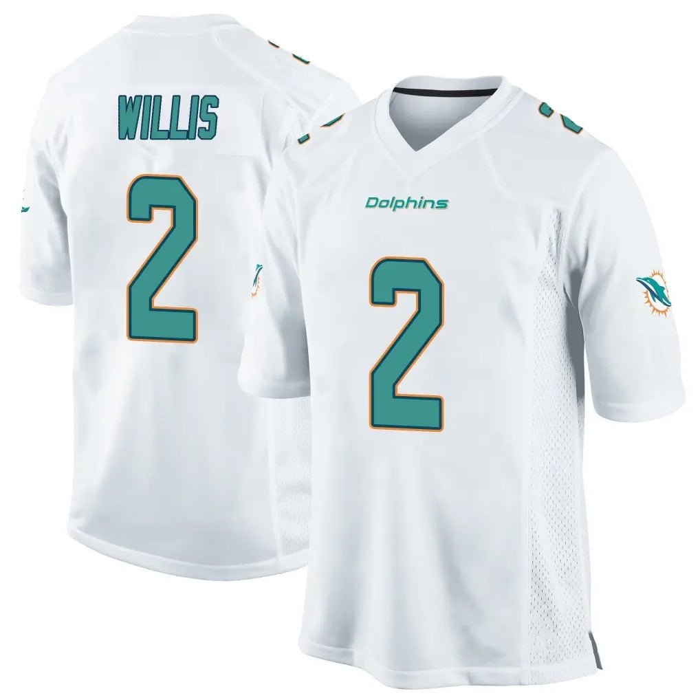 Rebec M.Dolphins #2 Malik Willis Player White Home Game Stitched Jerseys