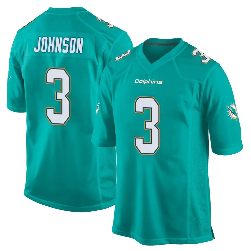 Rebec M.Dolphins #3 Chris Johnson Player Aqua Team Color Home Game Stitched Jerseys