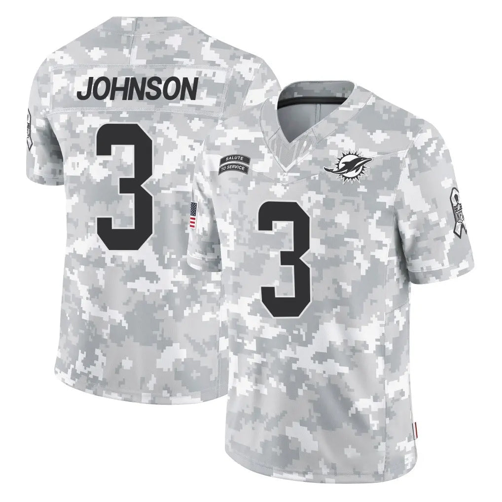 Rebec M.Dolphins #3 Chris Johnson Player Arctic Camo Salute To Service Limited Game Stitched Jerseys