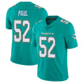 Rebec M.Dolphins #52 Patrick Paul Player Aqua Limited Vapor Untouchable Home Game Stitched Jerseys