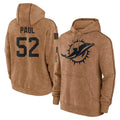 Rebec M.Dolphins #52 Patrick Paul Player Brown Salute to Service Hoodies Limited Game Stitched Jerseys