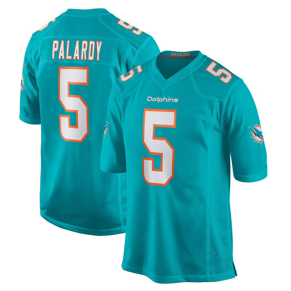 Rebec M.Dolphins #5 Jaylen Wright Player Aqua Home Game Stitched Jerseys