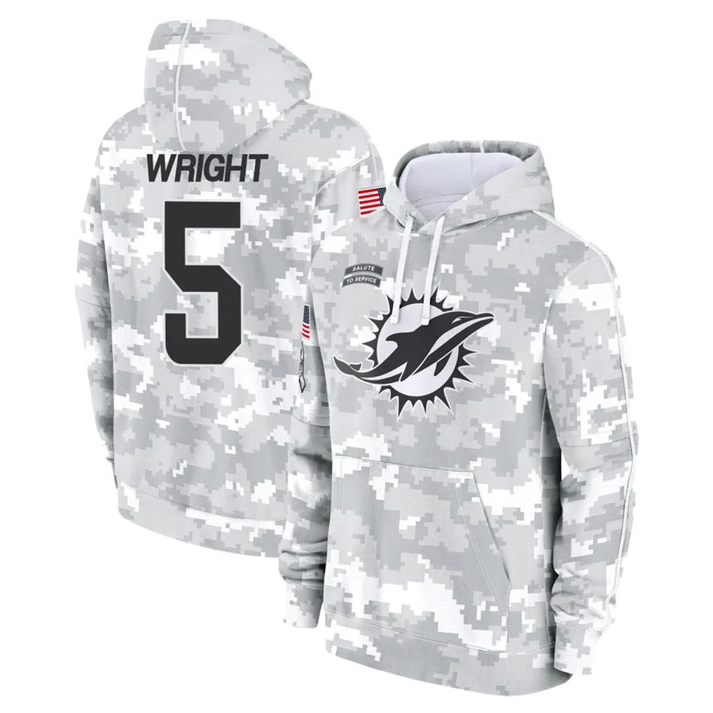Rebec M.Dolphins #5 Jaylen Wright Player Arctic Camo Salute to Service Hoodies Limited Game Stitched Jerseys