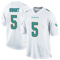 Rebec M.Dolphins #5 Jaylen Wright Player White Home Game Stitched Jerseys