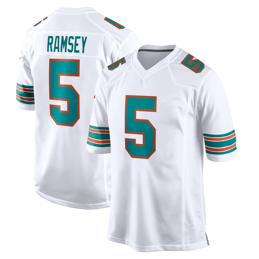Rebec M.Dolphins #5 Jaylen Wright Player White Limited Home Game Stitched Jerseys
