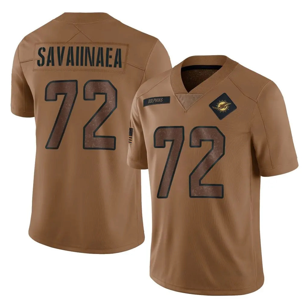 Rebec M.Dolphins #72 Jonah Savaiinaea Player Brown Salute To Service Limited Stitched Jerseys