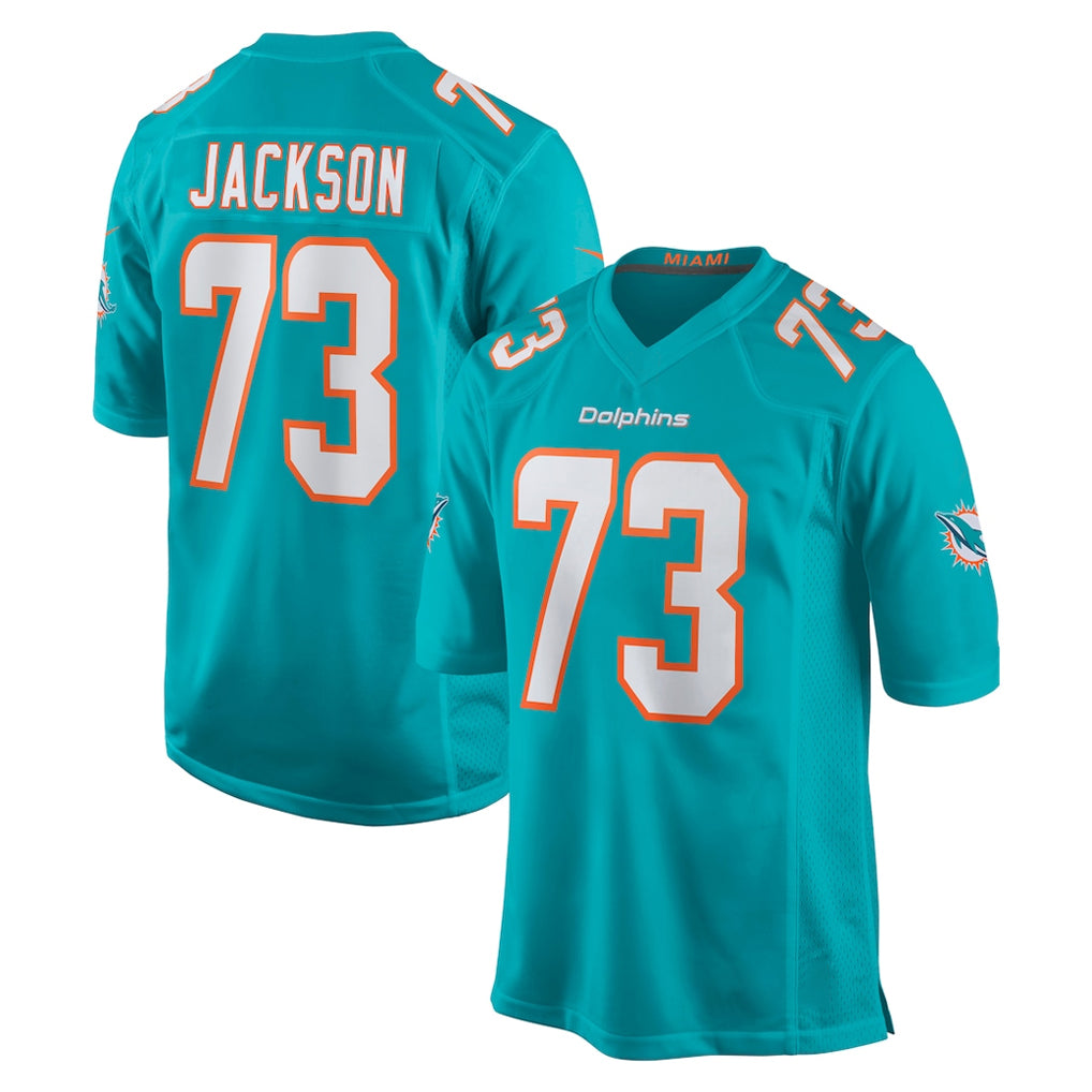 Rebec M.Dolphins #73 Austin Jackson Player Aqua Home Game Stitched Jerseys