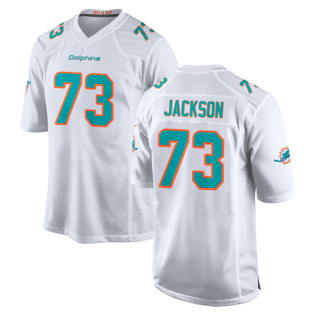 Rebec M.Dolphins #73 Austin Jackson Player White Limited Home Game Stitched Jerseys