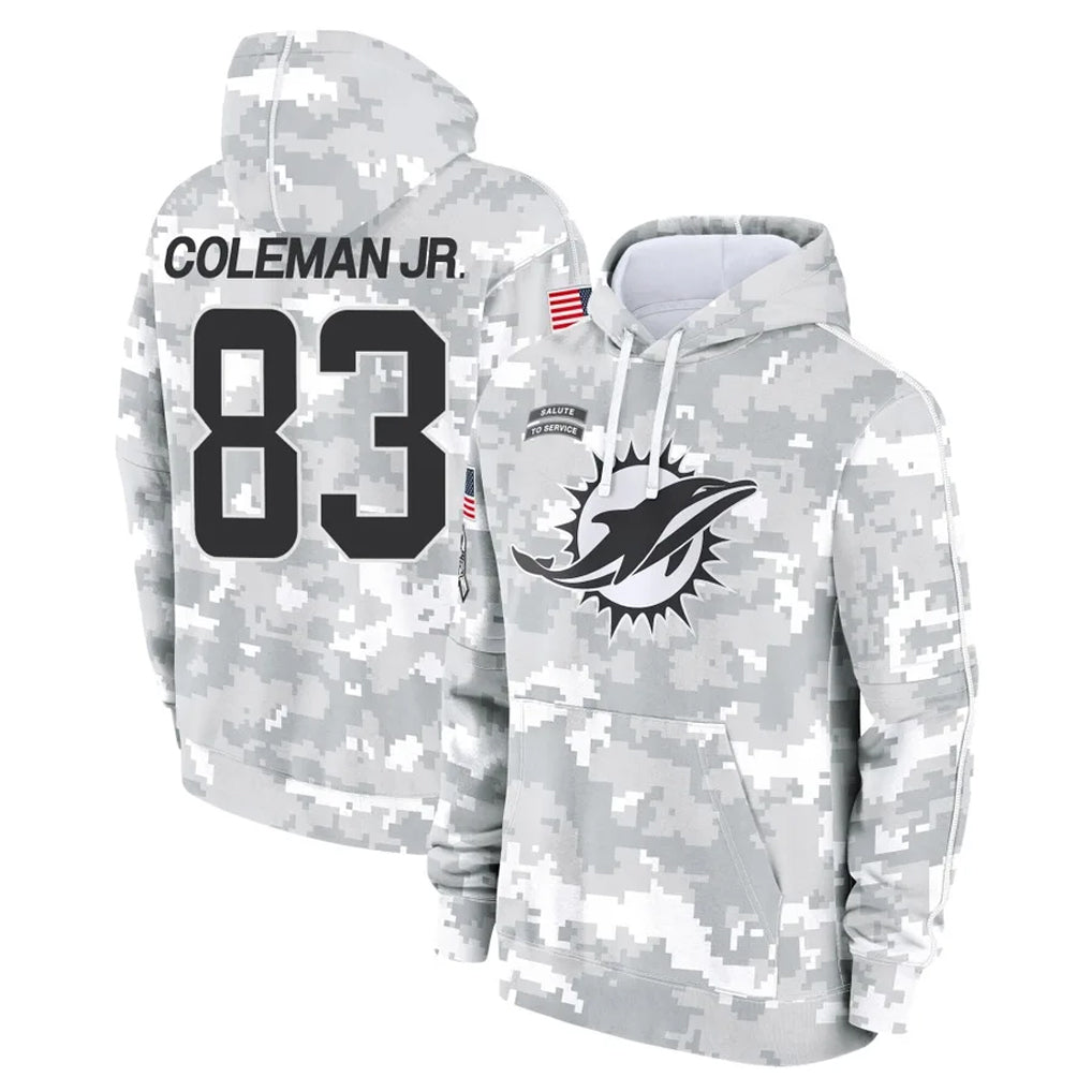 Rebec M.Dolphins #83 Kevin Coleman Jr. Player Arctic Camo Salute to Service Hoodies Limited Game Stitched Jerseys