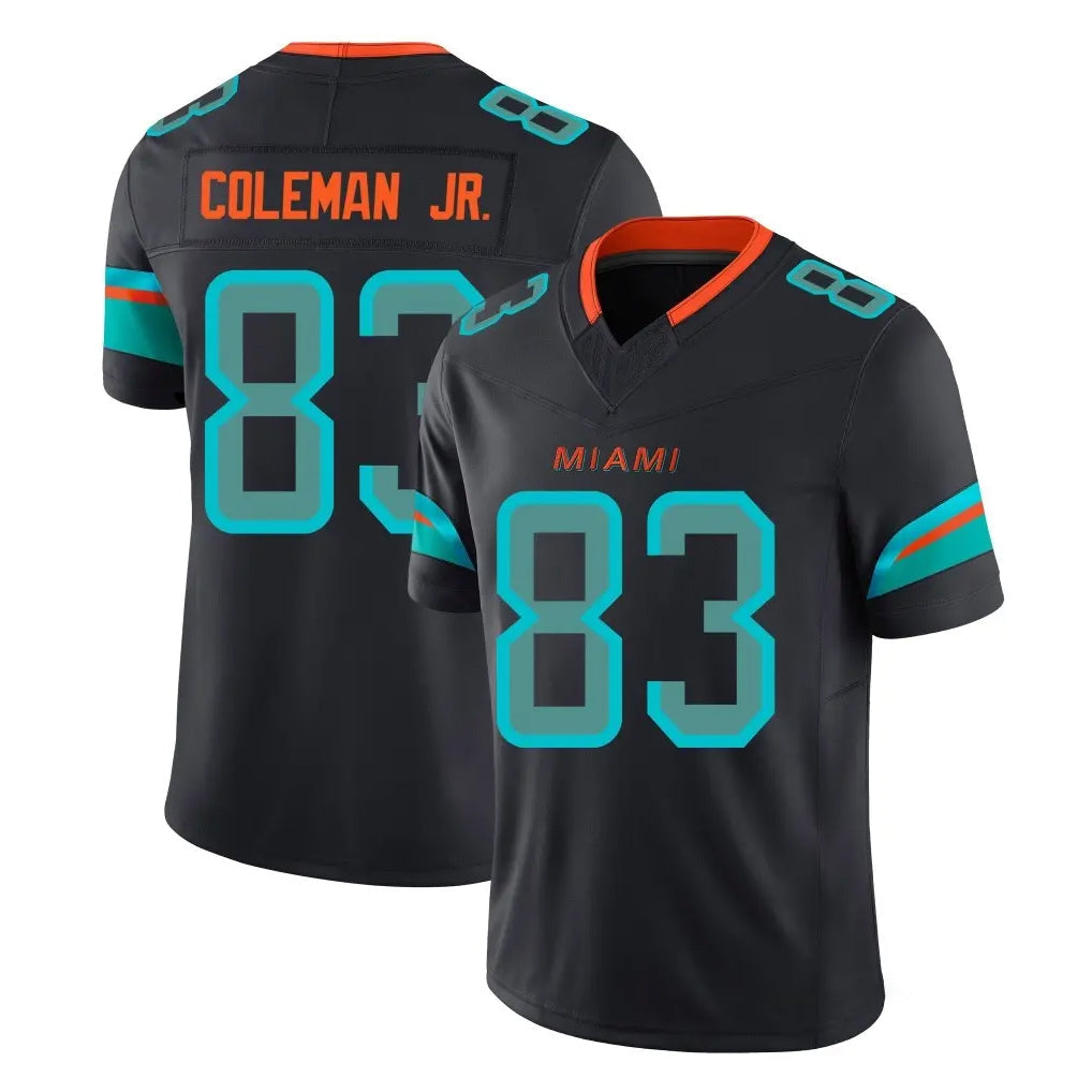 Rebec M.Dolphins #83 Kevin Coleman Jr. Player Black Limited Pitch Rivalries Collection Home Game Stitched Jerseys